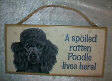 Vintage Spoiled Rotten Black Gray French Pom Pom Poodle Dog Wall Plaque Sign USA picture