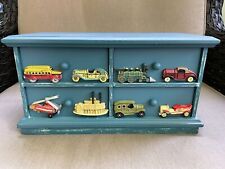 wood transportation theme storage drawers chest old cars train airplane bus boat picture