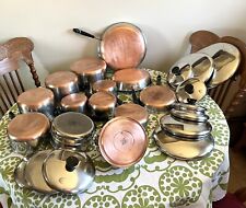 Vintage Revere Ware 1801 Copper Bottom Cookware Pots & Pans/Kettle 24 Piece Set picture
