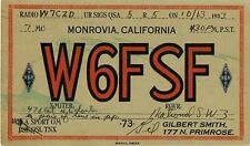 W6FSF Monrovia California QSL Card Amateur Radio 1933 picture