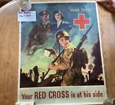Original WWII 1943 American Red Cross War Fund Schlaikjer Poster Genuine Poster picture