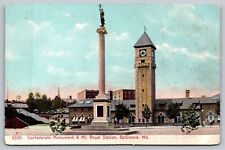 Baltimore MD Confederate Monument & Mt Royal Station  Postcard picture