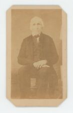 Antique ID'd CDV Circa 1870s Stoic Older Man With Hands Folded Named Peterson picture