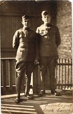 Two US Soldiers in Uniform Pre-WW1 RPPC Real Photo Postcard 1907-08 picture