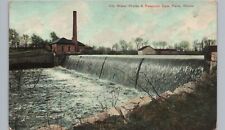 CITY RESERVOIR DAM paris il original antique postcard illinois water works picture