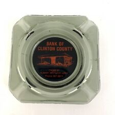 Vintage Bank Of Clinton County Albany Ky Kentucky Glass Advertising Ashtray 8354 picture