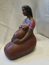 Vintage Ceramic Pregnancy Statue Pregnant Fertility Figure Mother Baby 10-1/2 