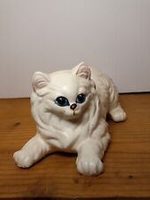 Vintage White Persian Cat Figurine Porcelain Statue MCM Retro Art Pottery... picture
