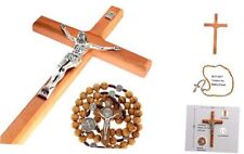 Crucifix Wall Cross, Handmade Catholic Crosses with Wooden Rosary, Wood picture