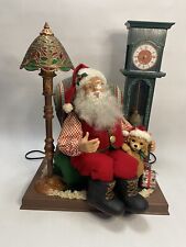 Santa With Puppy And Clock ANIMATED DISPLAY TIFFANY LAMP 1996 Holiday Creations picture