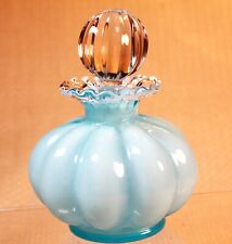 Vintage Fenton Art Glass Blue Overlay Perfume Bottle with Stopper 4.5