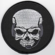 E-2C SKULL WITH HEADSET MOLES HAWKEYES AIRCRAFT BLACK MILITARY EMBROIDERED PATCH picture