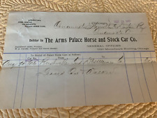 1901 Vintage Arms Palace Horse Car Co Chicago IL Billhead to CincyHamiltonDayton picture