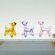 3Pcs Mini Crystal Balloon Dog Figurine Collectible Glass Animal Ornament Gift picture