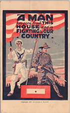 Lithograph - World War I Military Scene Patriotic Recruiting 1917 Service Series picture