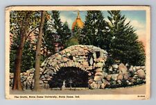 Notre Dame IN-Indiana, The Grotto, University, Antique, Vintage c1946 Postcard picture