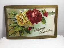 Vintage 1908 Happy Birthday Postcard With Roses. picture