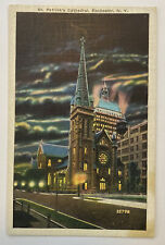 Vintage Postcard, St Patrick's Cathedral at Night, Rochester, NY picture