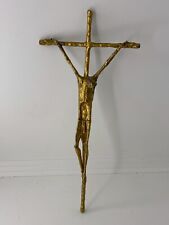 Vintage Cross Crucifix Jesus Christian Religion Austrian Tin Huber Rare Old 20th picture