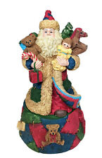 San Francisco Music Box 8” Resin Figurine Santa Christmas Holiday Wind Up Music picture