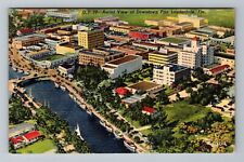 Ft. Lauderdale FL-Florida Aerial Downtown Intracoastal Waterway Vintage Postcard picture