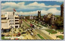 Royal Parade Plymouth Massachusetts Birds Eye View Flags Old Cars UNP Postcard picture