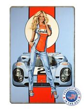 Vintage Retro style Man Cave GULF Race Car Aluminum Sign  Gift  8