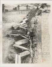 1949 Press Photo Aerial view of freight train derailed near Rochester, New York picture