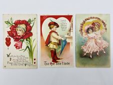 3 Victorian VTG Antique VALENTINE'S DAY Postcards Clapsaddle Jeffers Tuck's  picture