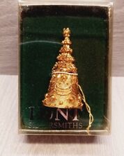 Vintage LUNT Silversmiths CH-829G Gold Plated Bell Christmas Ornament picture