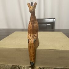 Hand Carved Wooden Giraffe Shelf Sitter Kenya African 9”  picture