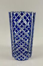 Kagami Cut Crystal Edo Kiriko Crystal Glass Blue Vase picture