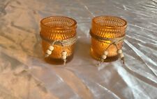 Vintage looking tinted glass tealight candle holder set of 2….u pick tint color picture