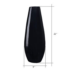 Handcrafted 22 In Tall Black Bamboo Vase Decorative Tear Drop Floor Vase picture