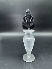 Vintage New Martinsville Clear Black Glass Art Deco Perfume Bottle Ornate picture