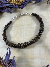 NWA mix meteorite With Red Garnet Beaded bracelet 925 -7.5” picture