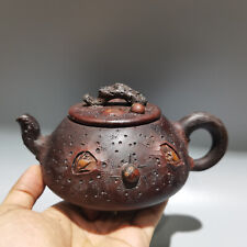 7″ Yixing Zisha purple Clay pot carved burl Ladybug Kung Fu tea Exquisite Teapot picture