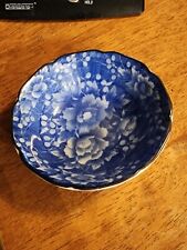Trinket Dish Blue and White w/Flowers picture