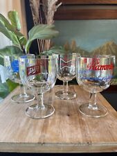 Vintage Bartlett Collins Thumbprint Glasses-Pabst Budweiser Hamms Schlitz, Set 4 picture