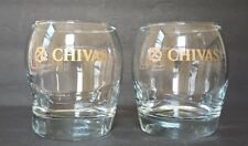 Chivas 8 Oz Whiskey Glasses Set Of 2 Gold Letters Swirl Shape Heavy Bottom picture