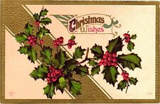 VTG EMBOSSED Postcard- Christmas, Christmas Wishes 1910 UnPost picture