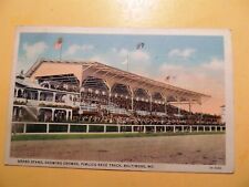 Pimlico Race Track Baltimore Maryland linen postcard Grandstand from track 1937 picture