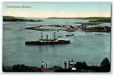 c1910 Ship Scene Queenstown Harbour Cobh Ireland Antique Unposted Postcard picture