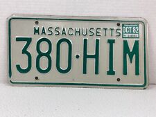 Massachusetts 1982 License Plate 380-HIM Collectible Oct 82 Tags picture