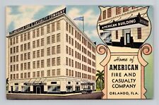 Postcard American Fire & Casualty Co Orlando Florida FL, Vintage Linen M19 picture