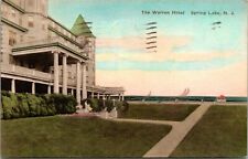 Vtg 1930's The Warren Hotel Spring Lake New Jersey NJ Linen Postcard picture