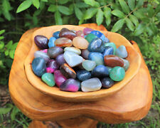 8 oz Dyed Tumbled Stones: Colorful Mixed Agate Assorted Gemstone 1/2 lb Bulk Lot picture