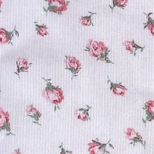 Vtg 1950s Semi Sheer 3 Yds Pink Rose Buds on White Doll Fabric Dimity 34W picture