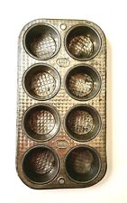 Vintage Ekco Ovenex X80 Metal Waffle Pattern 8 Mini Cupcake Muffin Baking Tin picture