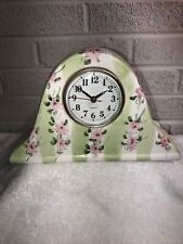 Floral Ceramic Table Clock 6” Tall Battery Operated picture